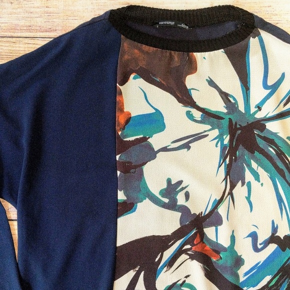 3/$20 Zara Floral Watercolor Asymmetric Hem Top - Picture 7 of 7